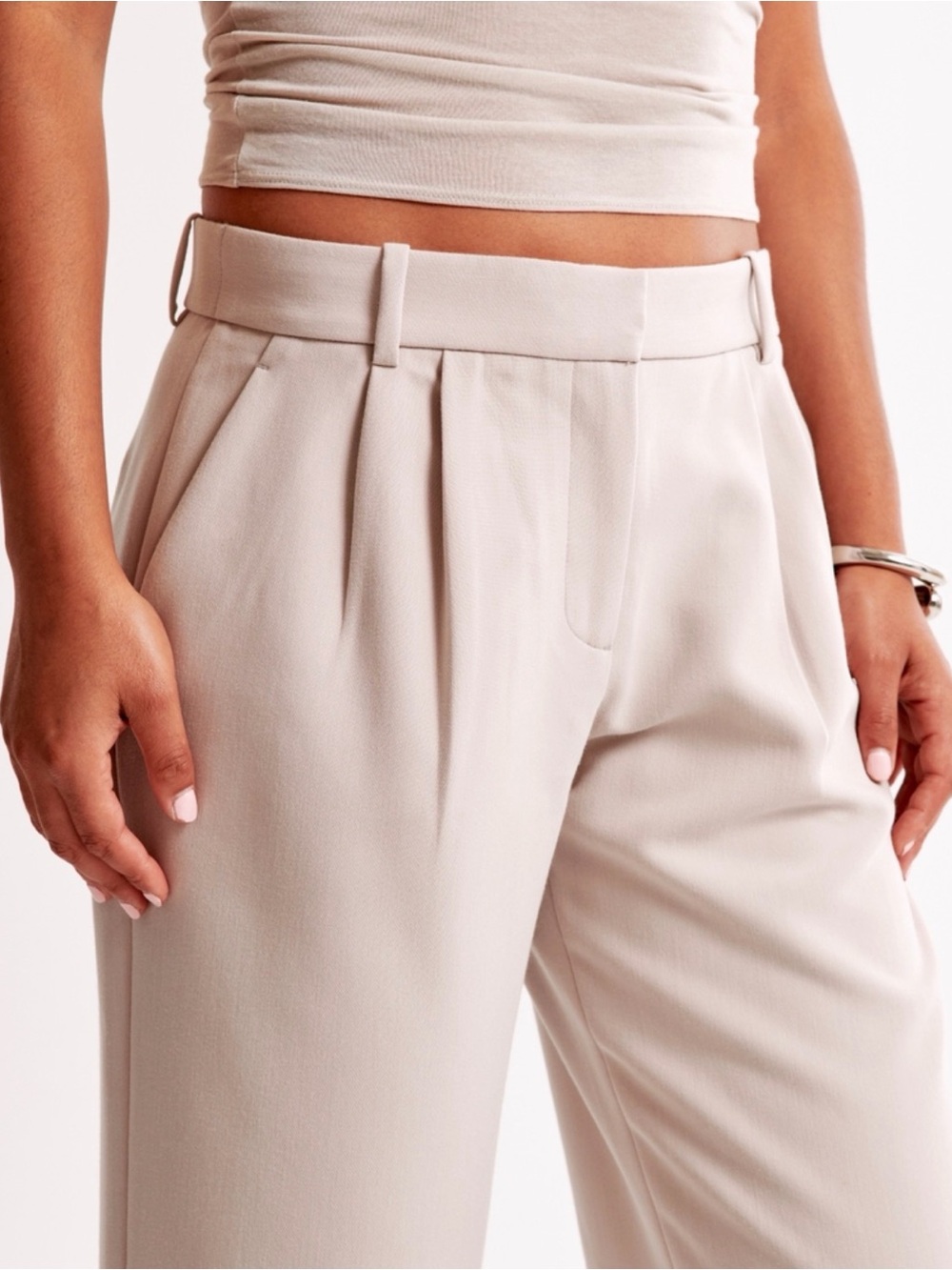 Abercrombie Curve Love Sloane Short Inseam Tailored Wide Leg Pant in Ash lowrise - Picture 4 of 9